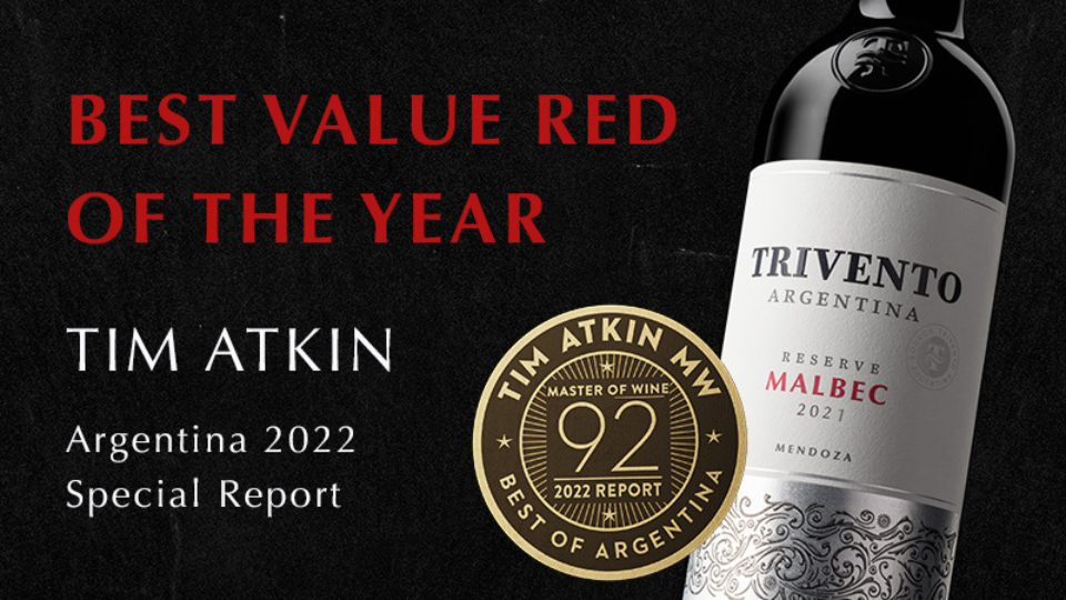 Trivento Reserve Malbec 2021 is named Best Value Red Wine of the Year by Tim Atkin